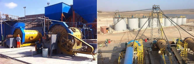 Inca One's gold processing facilities in Peru (left: Chala One facility; right: Kori One facility)